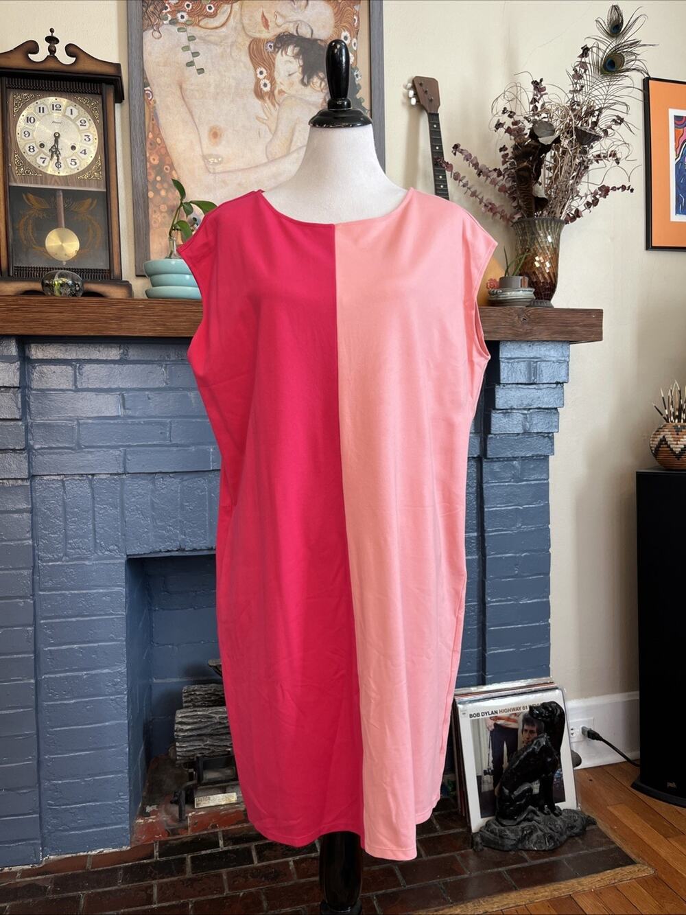 The Limited XL Pink Coral Colorblock Knit Sleeveless Shift Dress Career NEW $99